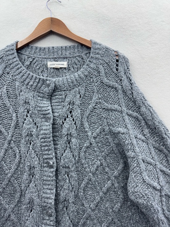 Lucky Brand Women’s XL Bobbie Wool Blend Knit Cardigan Sweater Women’s Gray - Picture 3 of 9